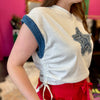 White Denim Star Top
