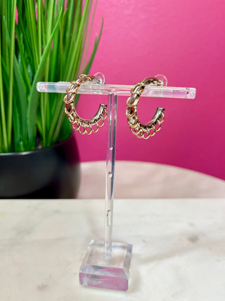 Mixed Metal Medium Hoop Earrings