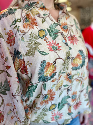 Fran Fall Tone Floral Top