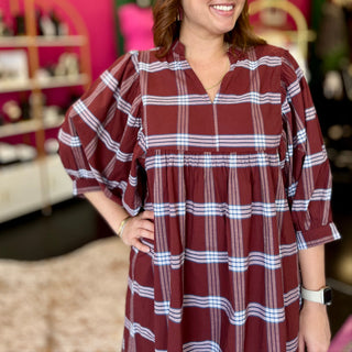 Shipley Brown & Blue Plaid Dress
