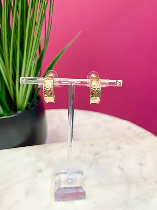 Gold Hammered Medium Hoop Earrings