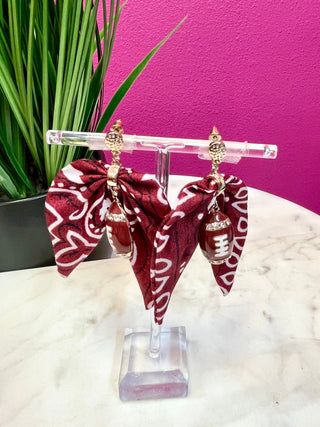 Maroon Bandana & Maroon Football Earrings