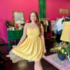 Yellow Scallopped & Bow Back Dress