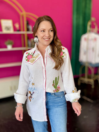 Palmona White Embroidery Top