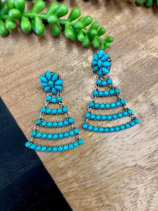 Turq Layered Bar Earring