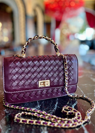Lulu Maroon Woven Crossbody Purse