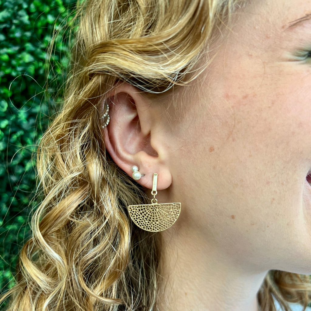 Gold Cutout Half Circle Earrings