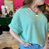 Seafoam Waffle VNeck Top