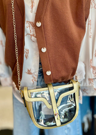 Gold & Clear Saddle Bag Purse
