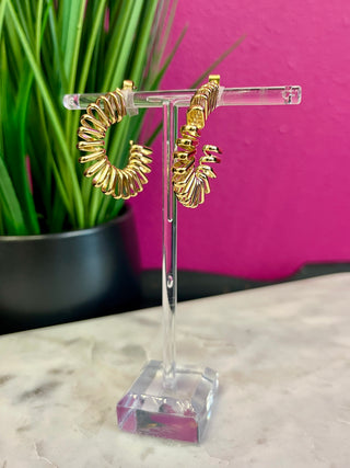 Gold Cord Lg Hoop Earrings - Water Resistant