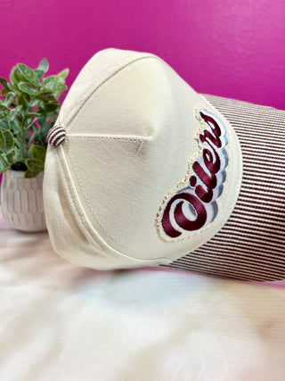 Oilers Maroon Striped Baseball Hat