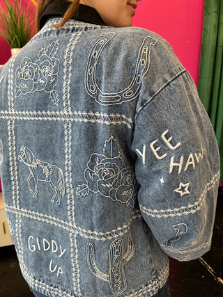 Denim Western Embroidery Jacket