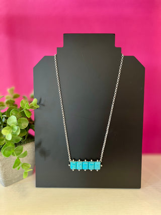 Faux Turq 5 Bar Necklace