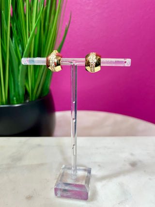 Gold & Crystal Line Huggie Earrings