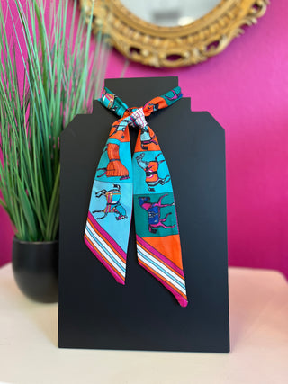 Pink & Orange Horse Twilly