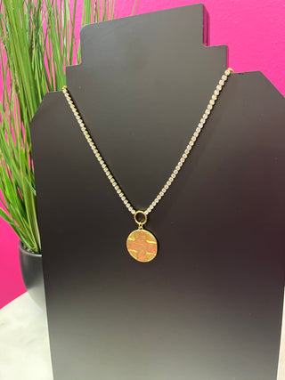 Lord's Prayer Gold & Crystal Necklace