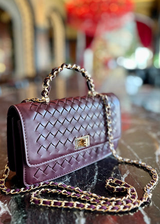Lulu Maroon Woven Crossbody Purse