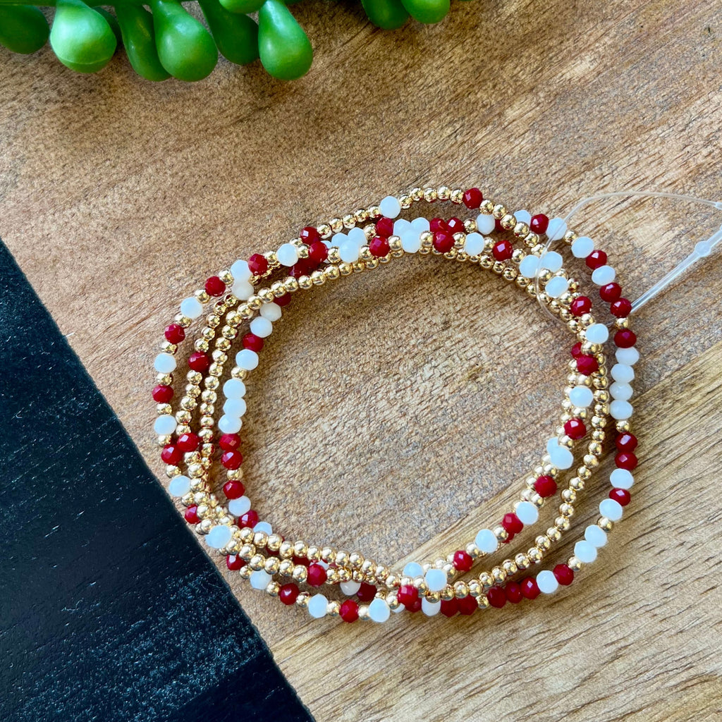 Maroon Mini Bead Gameday Bracelet Set