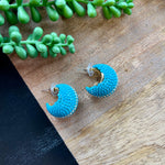 Blue Crystal Wide Sm Hoop Earrings
