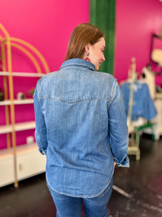 Denim Pearl Snap Longsleeve Top