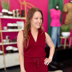 Maroon Essentials Sleeveless Polo Top