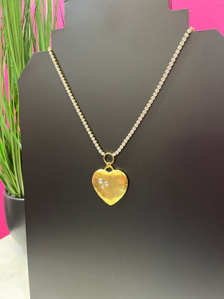 Gold Plated heart & Crystal Necklace