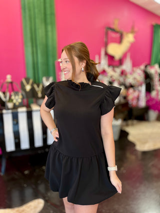 Black Bubble Hem Dress