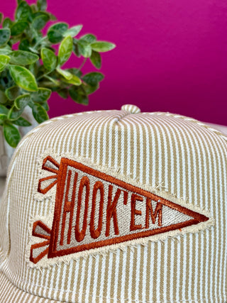 Hook'em Pennant Striped Baseball Hat