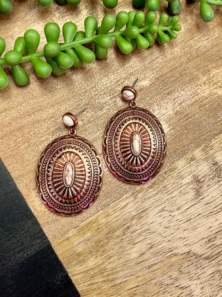 Bronze & Ivory Concho Earring