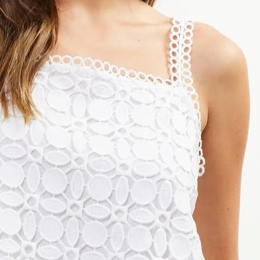 Plus White Crochet Lace Cami
