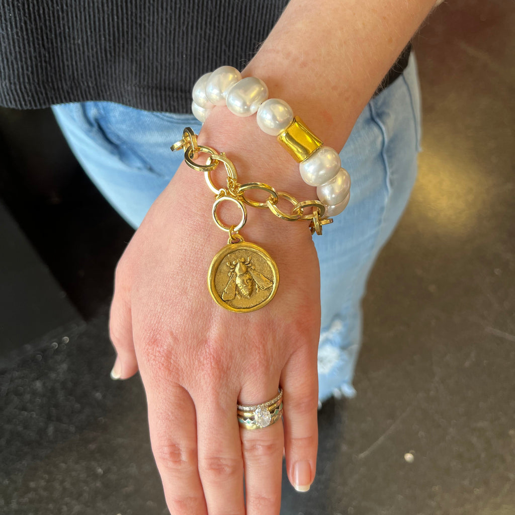 LNL Big Bee Gold Toggle Bracelet