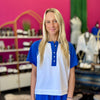 Royal Blue & White Color Block Top