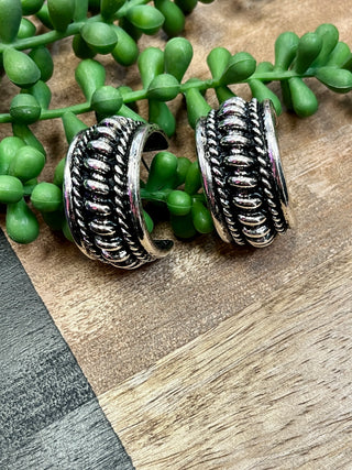 Silver Wide Large Hoop Earrings