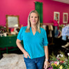 Turquoise Essentials Puff Sleeve Top