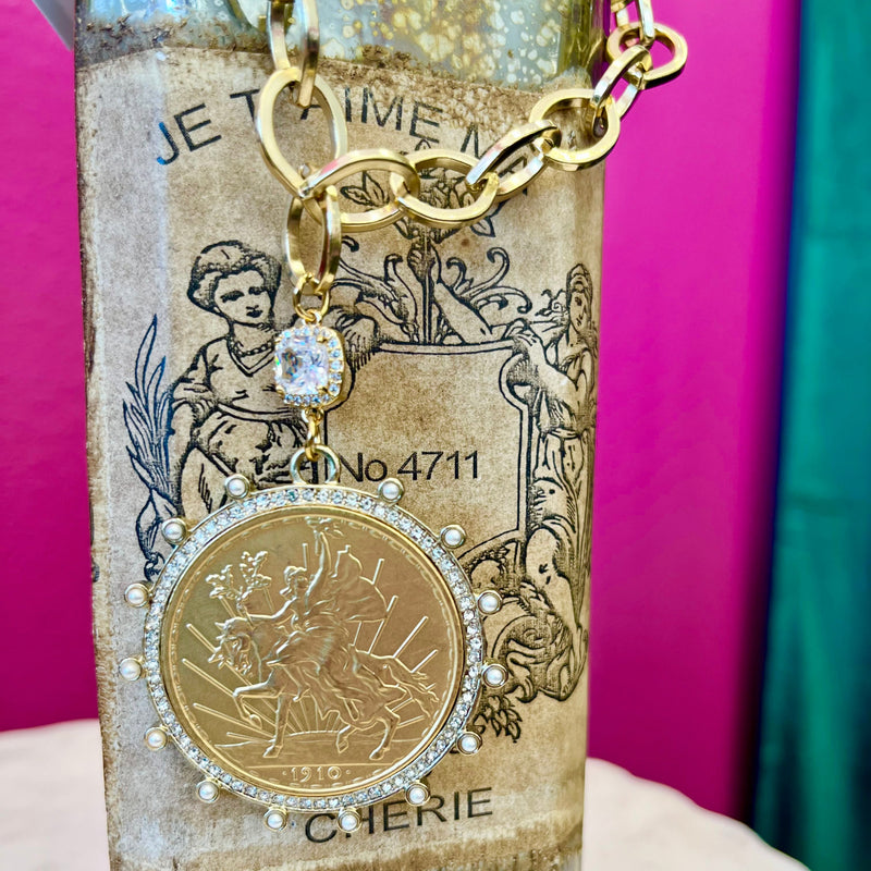 LNL Gold Plated Chain & Coin Necklace
