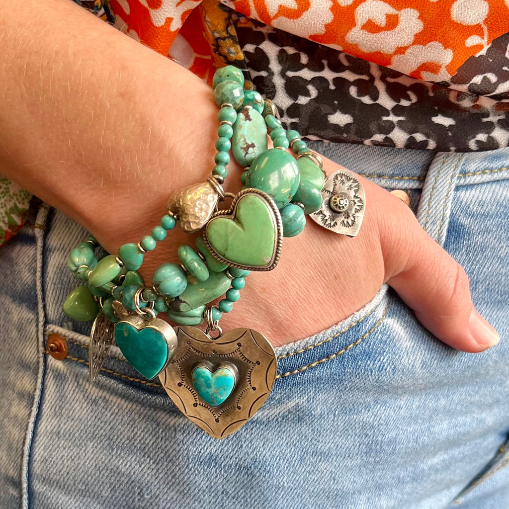 Authentic Turquoise Heart Charm Bracelet by Kim Yubeta