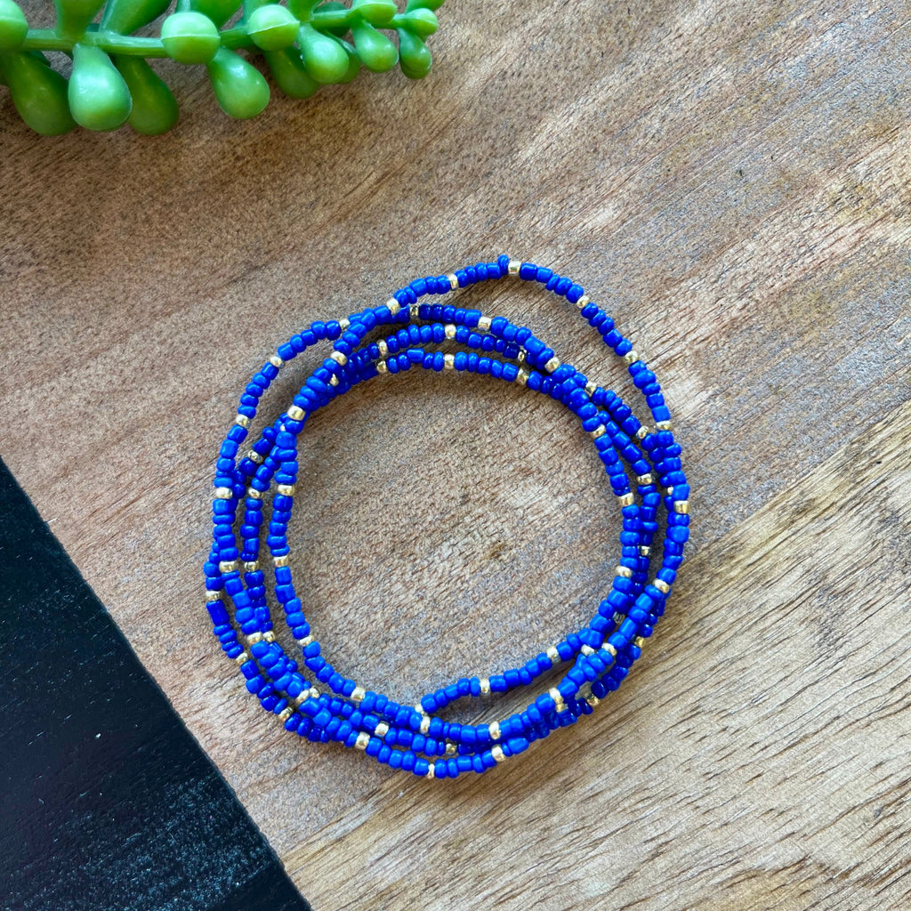 Royal Blue Tiny Bead 4 Bracelet Set