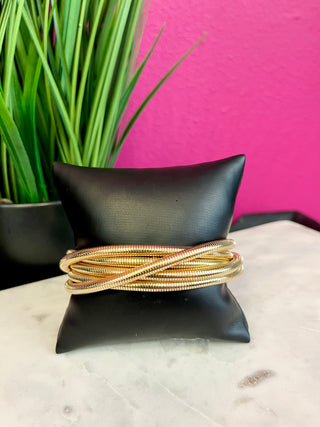Gold Stretchy Snake 5 Strand Bracelet