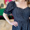 Black Sweatheart Eyelet Dress