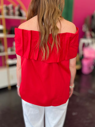 Red Big Bow Off Shoulder Top