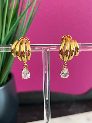 Dovely 18K Gold Classic CZ Drop Earring - Water Resistant