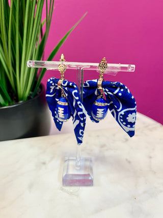 Royal Blue Bandana & Football Earrings