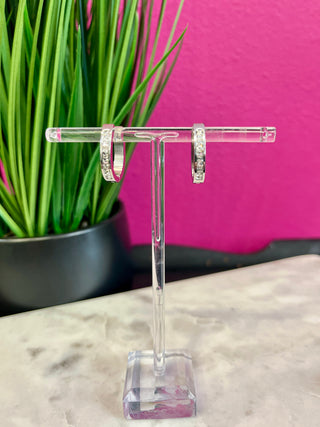 Secrets Silver & Crystal Md Hoop Earrings - Water Resistant