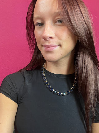 Navy Full Crystal Necklace