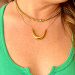Gold Thick U Necklace - Water Resistant