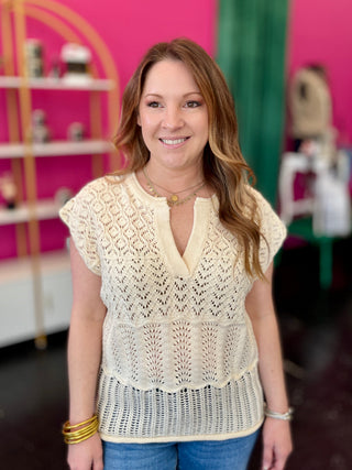Vanilla Crochet Textured Top