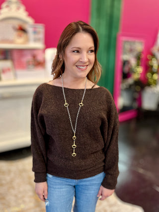 Espresso Off Shoulder Super Soft Sweater