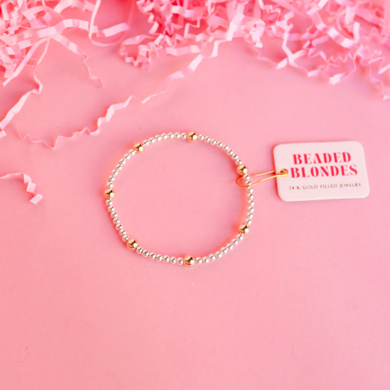 BB Olive Silver w/Gold Beaded Bracelet