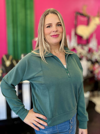 Emerald Green Essentials Zip Pullover