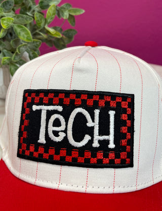 Tech Check Red Pin Striped Baseball Hat